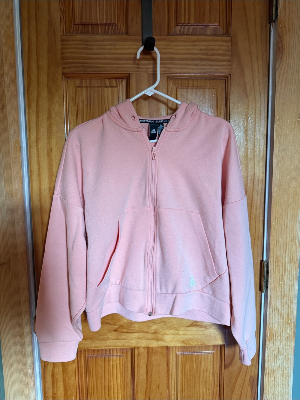 adidas Women's Light Pink Full-Zip Hoodie Sweater